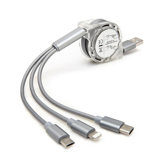 3 In 1 Usb Charging Cable Cord For Smart Phones Ipad 1M Grey