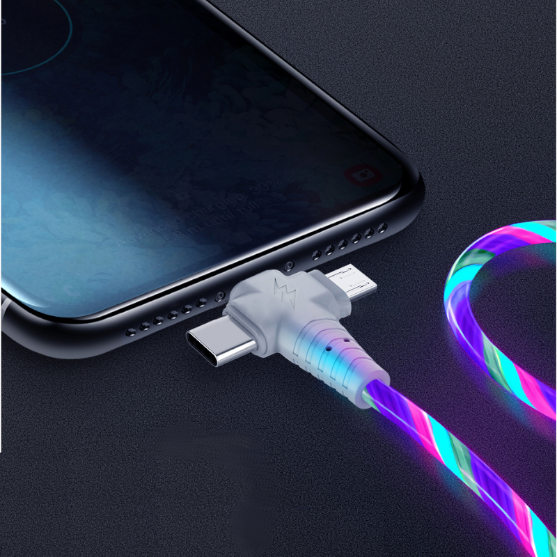 3-In-1 Led Light Flowing Luminous Replacement Charging Cable