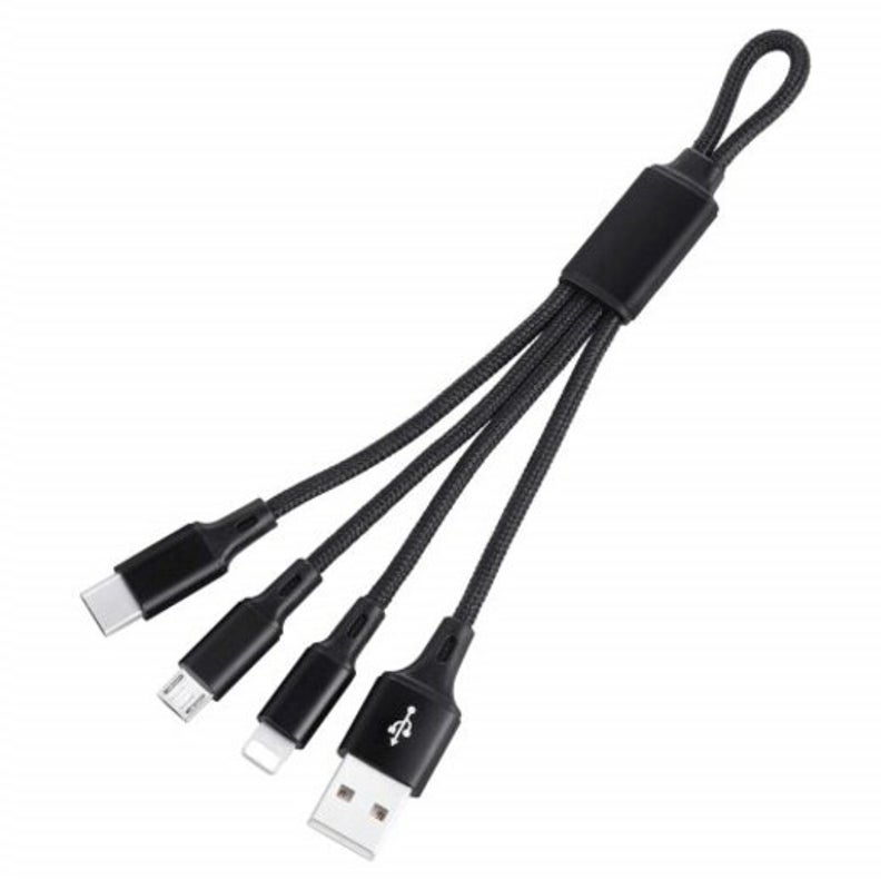 3 In1 20Cm Usb Charging Cable For Iphone / Micro Type Black