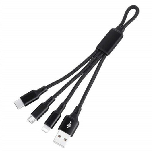 3 In1 20Cm Usb Charging Cable For Iphone / Micro Type Black