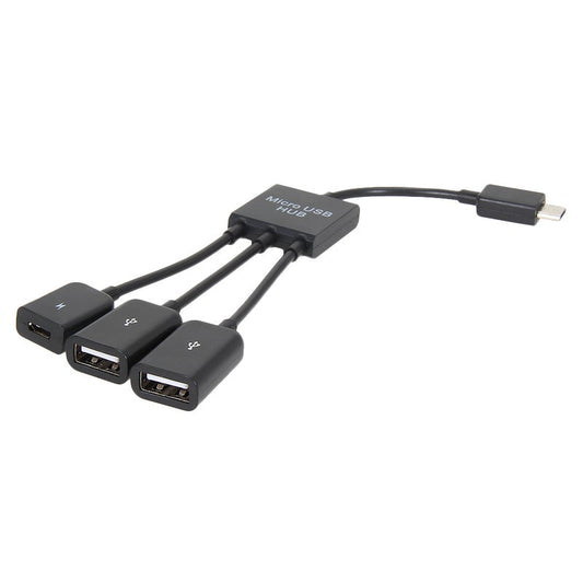3 In1 Multi Function Dual Micro Usb Host Hub Adapter Cable Male To Female 2.0