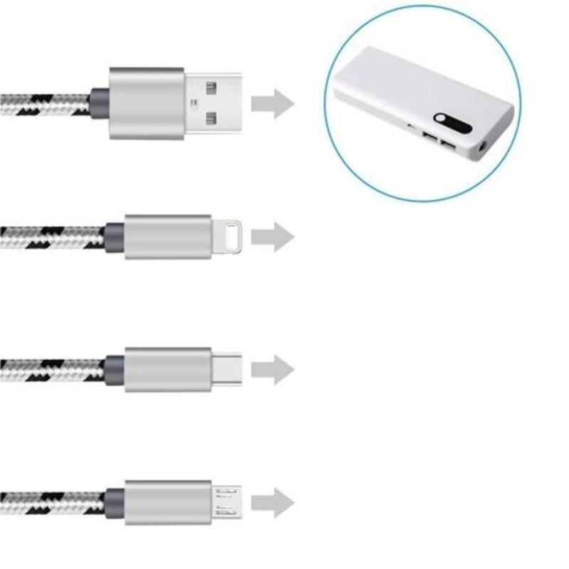 3 In1 Usb Charging Cable For Iphone / Micro Type 35Cm Light Slate Gray
