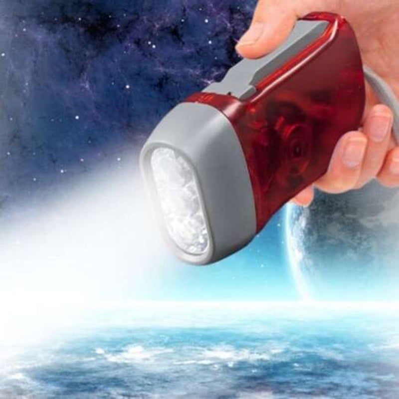 3 Led Hand Pressing Dynamo Crank Power Torch Light Red