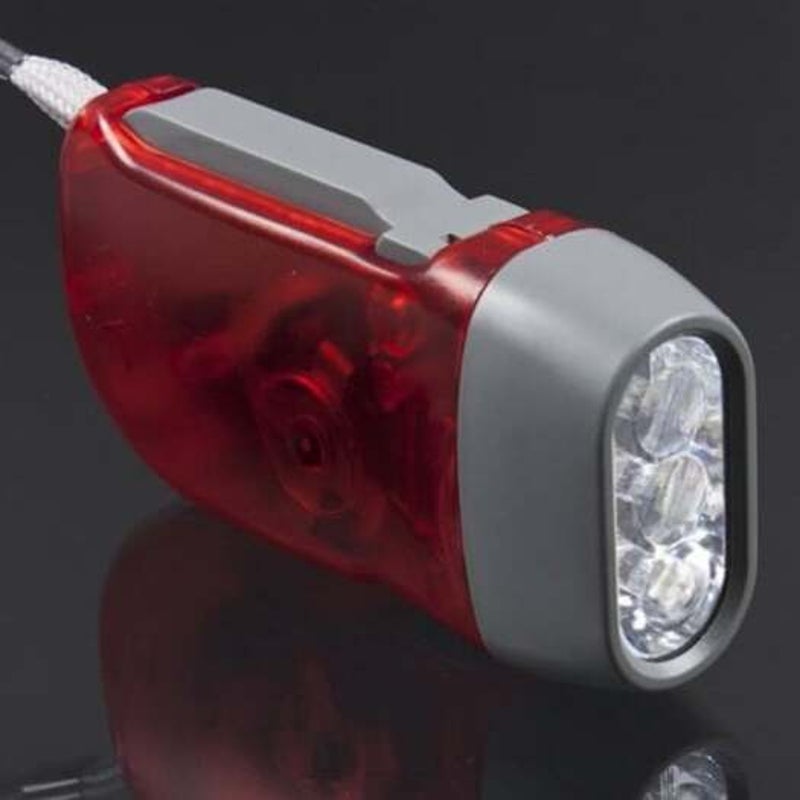 3 Led Hand Pressing Dynamo Crank Power Torch Light Red