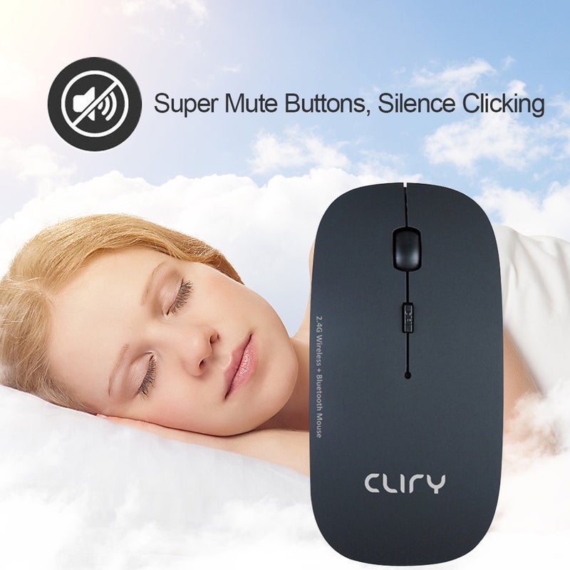 3 Mode 2.4Ghz Wireless Bluetooth In 1 Cordless Mouse 1600 Dpi Ultra Thin Ergonomic Portable Optical Mice Computer Pc
