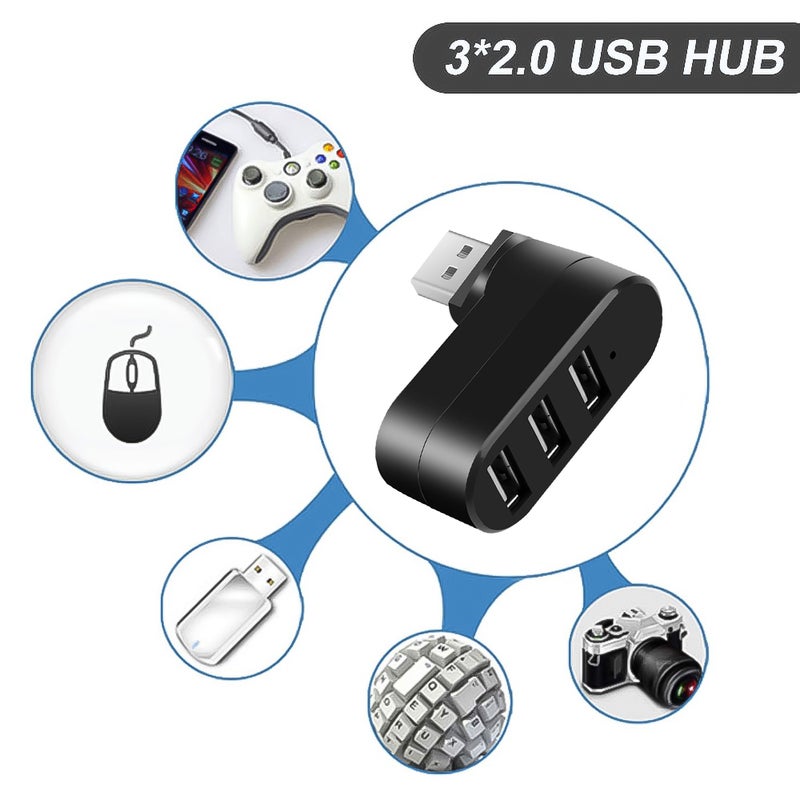 3 Ports Hub Usb 2.0 Mini Rotate Splitter Adapter For Macbook Pc Notebook Laptop