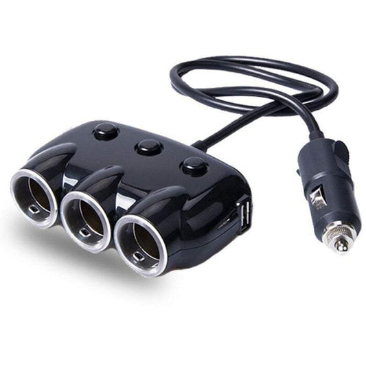 Dual Usb Port 3 Way Car Cigarette Lighter Universal Power Adapter Socket