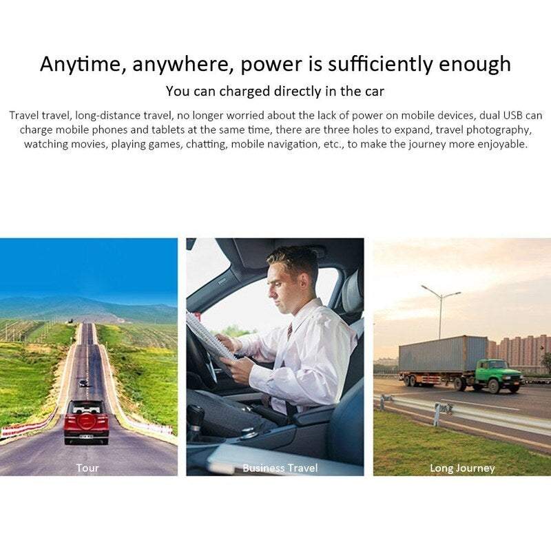 Dual Usb Port 3 Way Car Cigarette Lighter Universal Power Adapter Socket