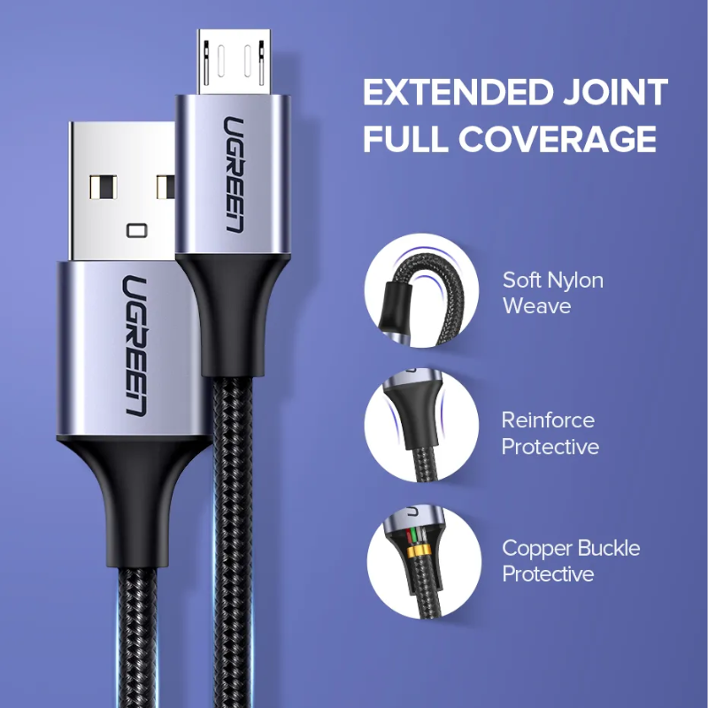 3.0 Micro Usb 3A Fast Charging Cable Android Data Wire Mobile Phone Charger Cord