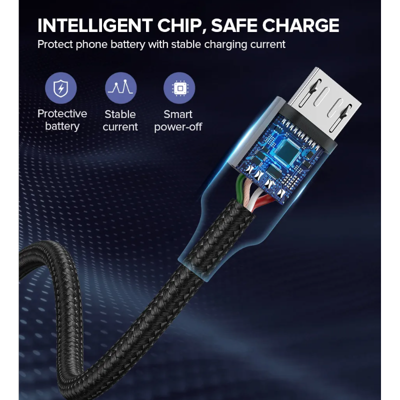 3.0 Micro Usb 3A Fast Charging Cable Android Data Wire Mobile Phone Charger Cord