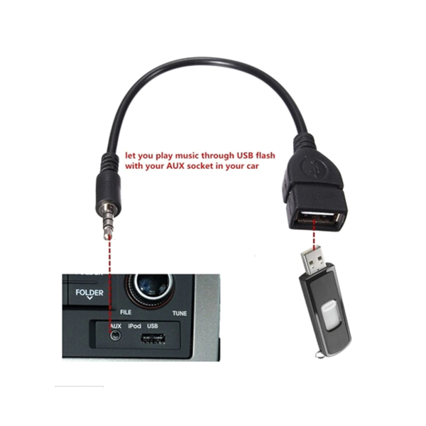 3.5Mm Audio Aux Jack To Usb 2.0 Type Male Female Converter Adapter Cable For Car Mp3