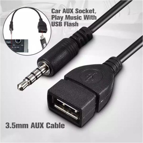 3.5Mm Audio Aux Jack To Usb 2.0 Type Male Female Converter Adapter Cable For Car Mp3