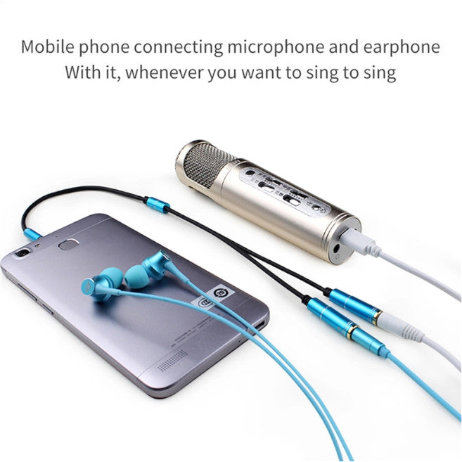3.5Mm Microphone Aux Cable 1 Male 2 Famle Combo Extension Mobile Audio Adapter Splitter For Laptop Headphone