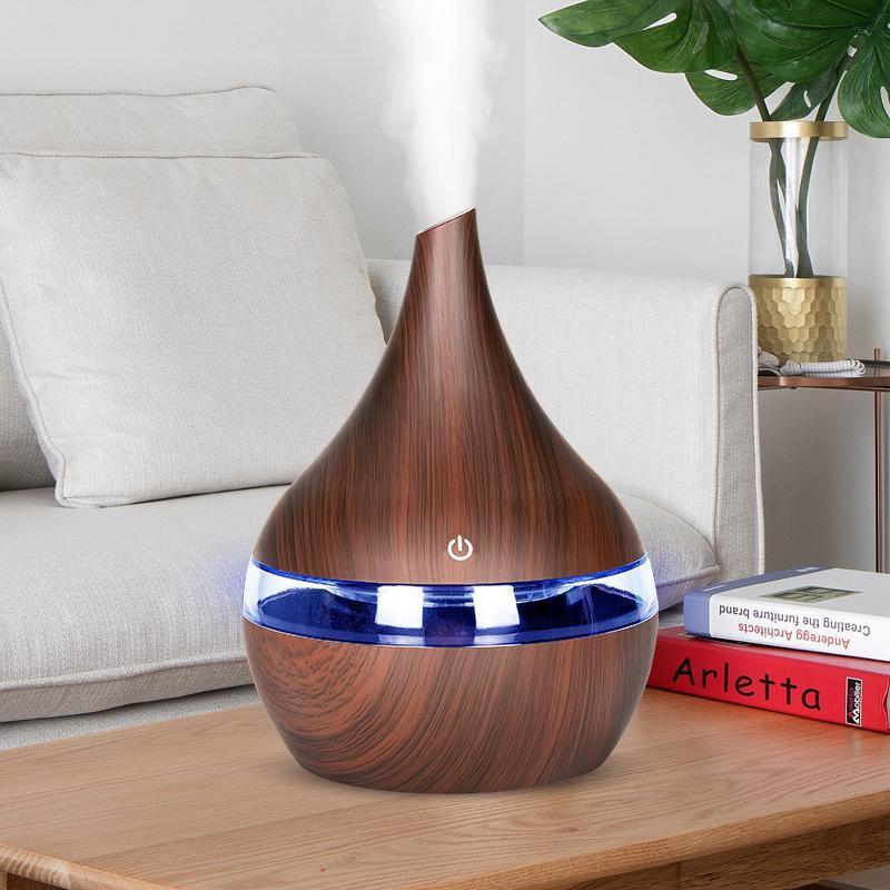 Air Diffusers 300Ml Wood Grain Usb Electric Aroma