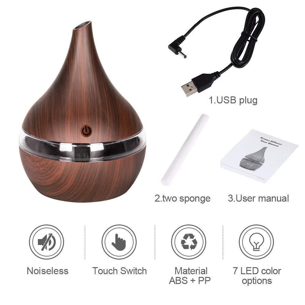 Air Diffusers 300Ml Wood Grain Usb Electric Aroma