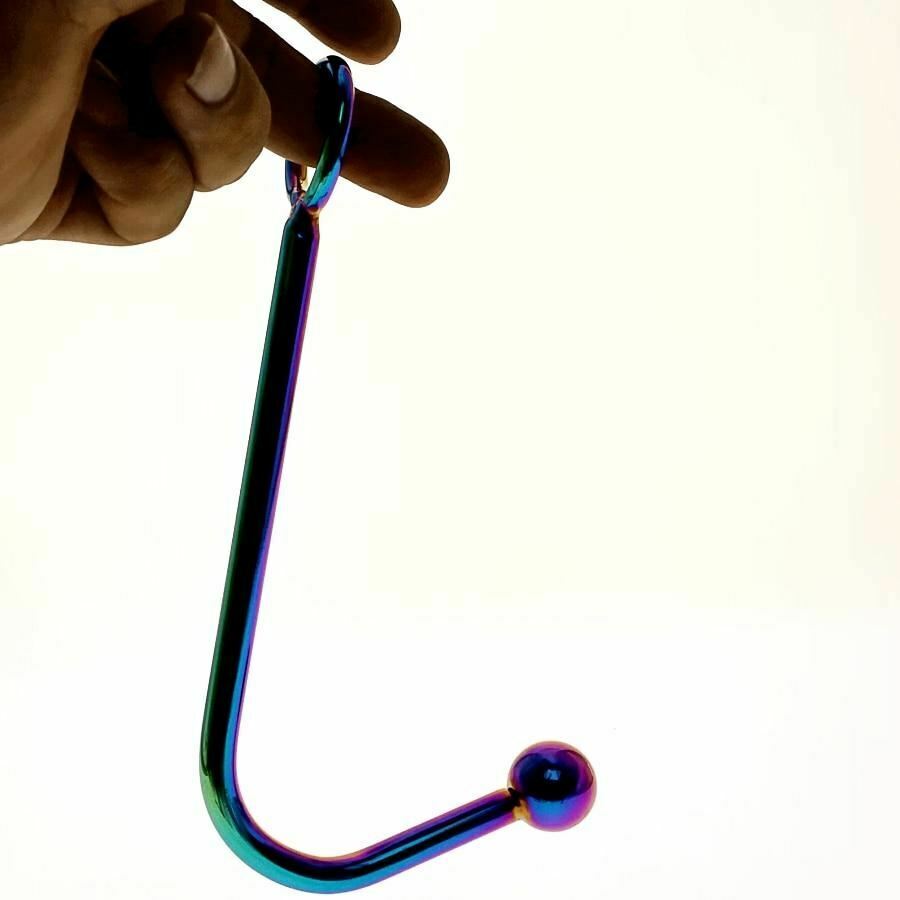 Stainless Steel Metal Rainbow Anal Hook Bdsm Butt Plug Ball Bondage Restraint