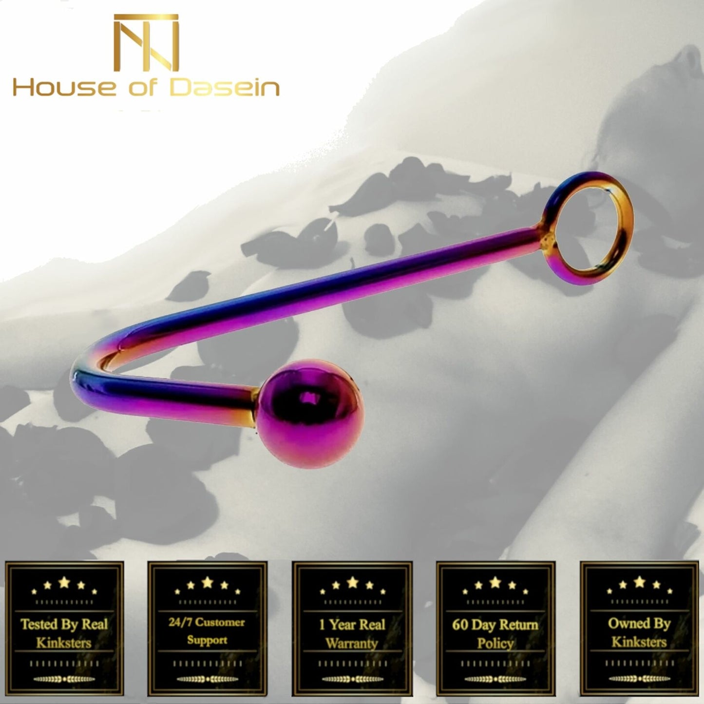 Stainless Steel Metal Rainbow Anal Hook Bdsm Butt Plug Ball Bondage Restraint