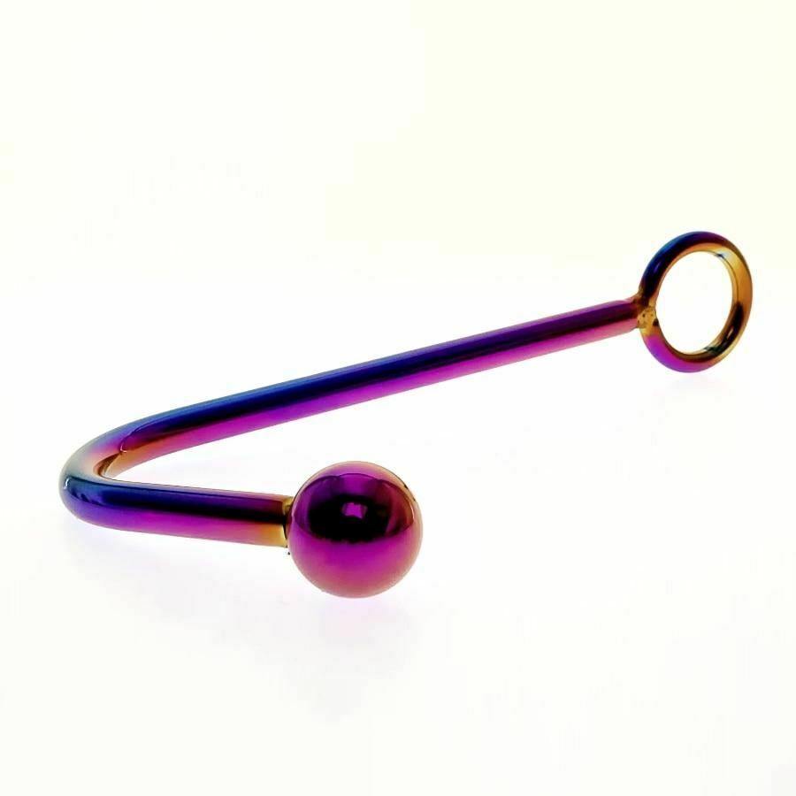 Stainless Steel Metal Rainbow Anal Hook Bdsm Butt Plug Ball Bondage Restraint