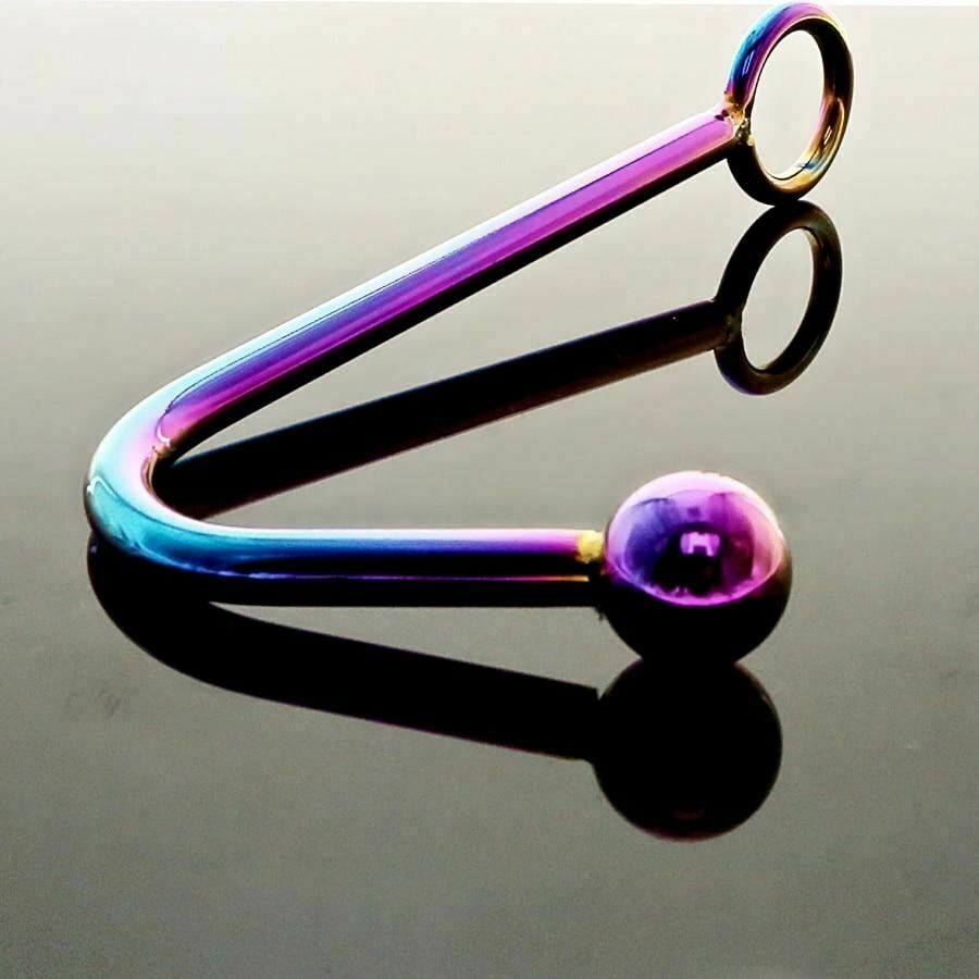 Stainless Steel Metal Rainbow Anal Hook Bdsm Butt Plug Ball Bondage Restraint