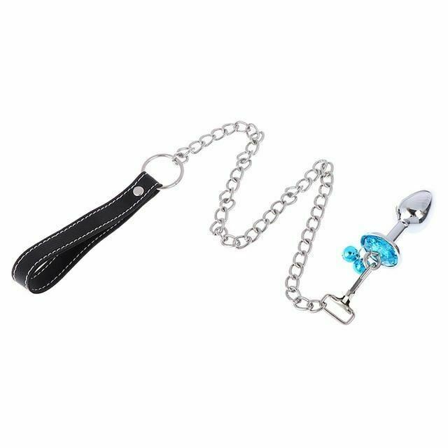 Small Metal Butt Rhinestone Leash Stainless Steel Anal Plug Bdsm Restraints