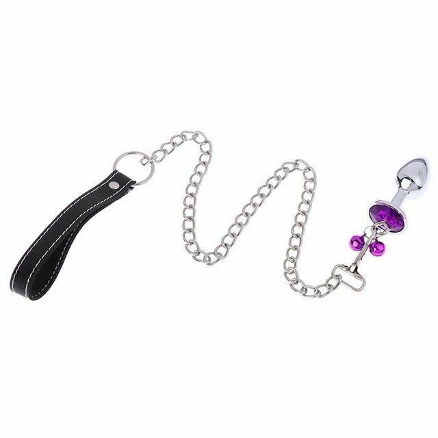 Small Metal Butt Rhinestone Leash Stainless Steel Anal Plug Bdsm Restraints
