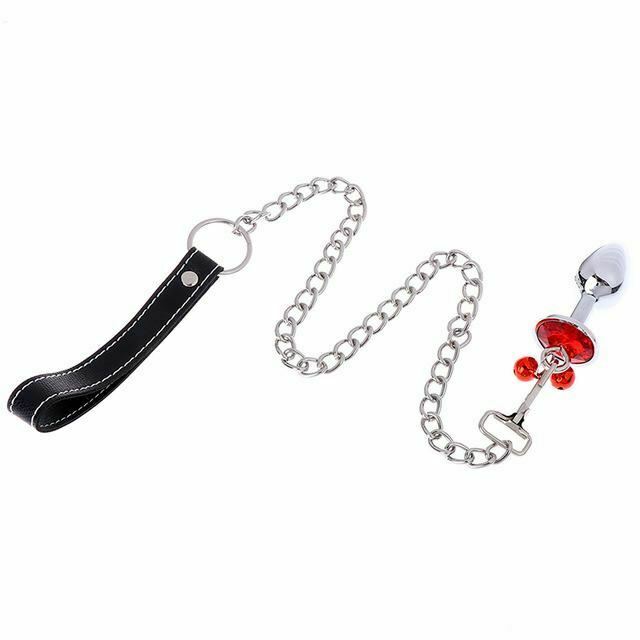 Small Metal Butt Rhinestone Leash Stainless Steel Anal Plug Bdsm Restraints