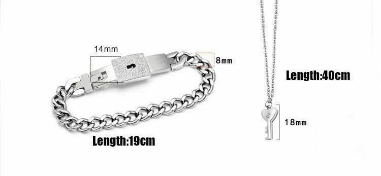 Chain Locking Bracelet And Key Necklace Lockable Wrist Bondage Bdsm