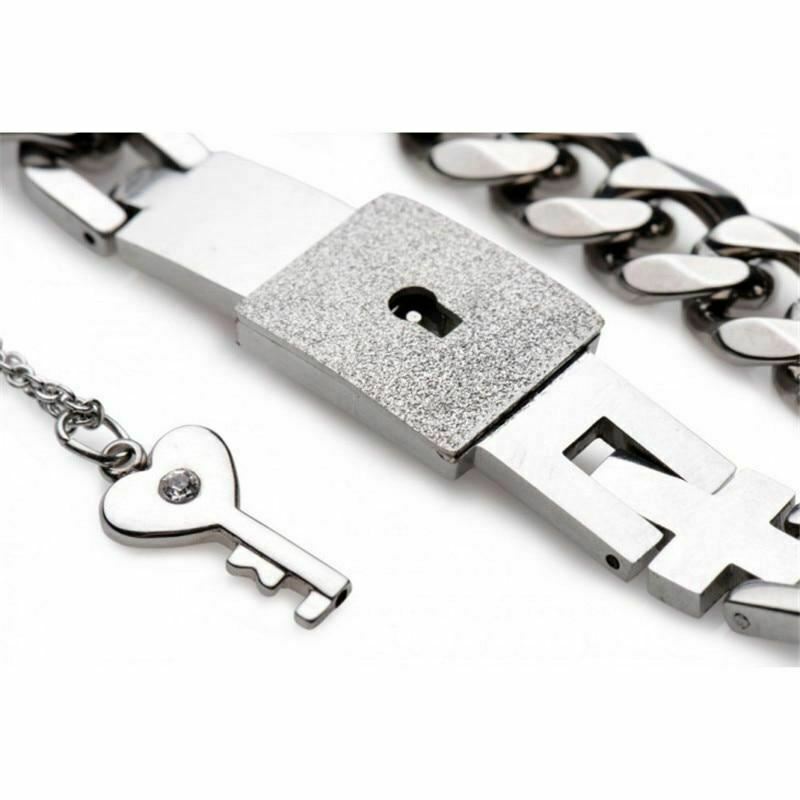 Chain Locking Bracelet And Key Necklace Lockable Wrist Bondage Bdsm