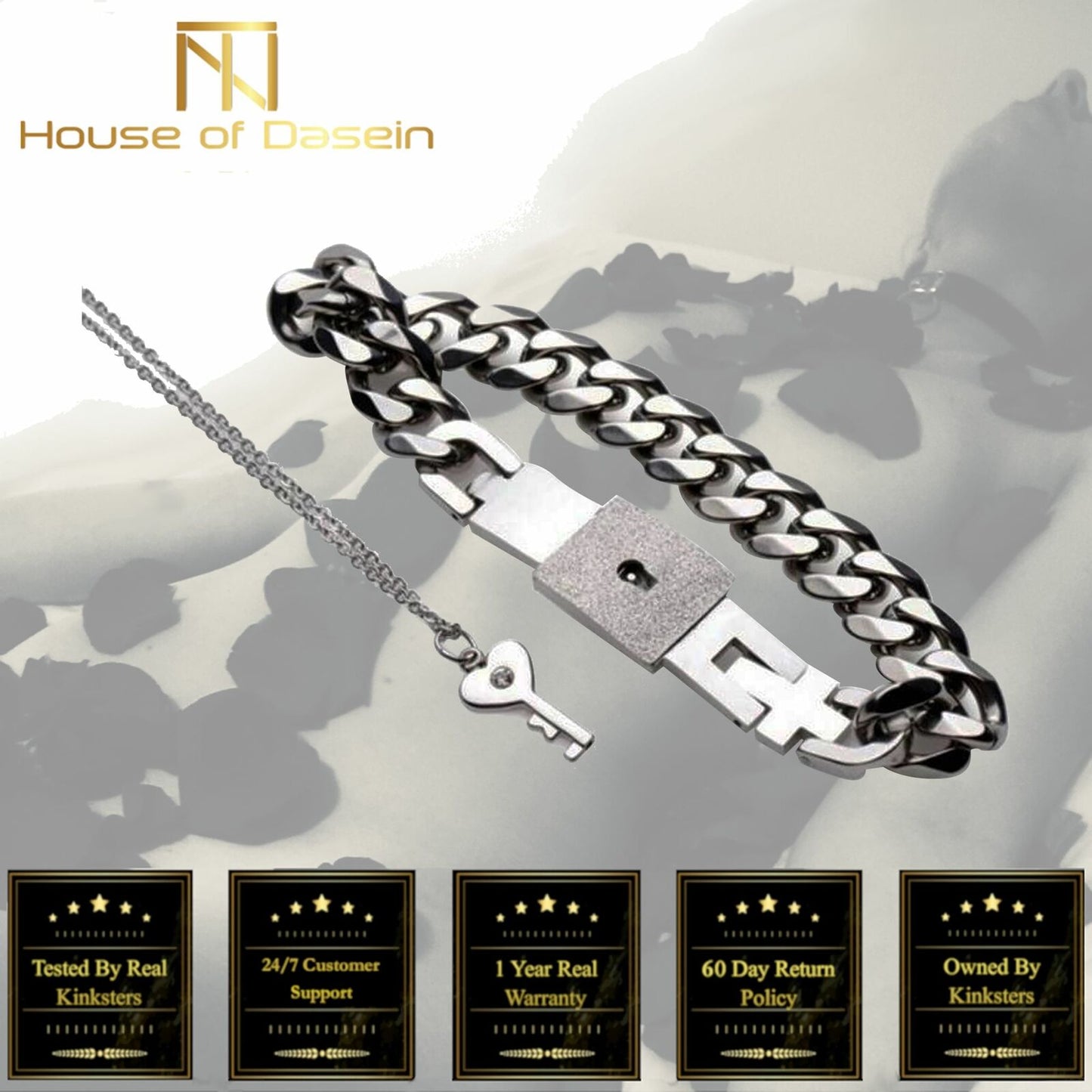 Chain Locking Bracelet And Key Necklace Lockable Wrist Bondage Bdsm