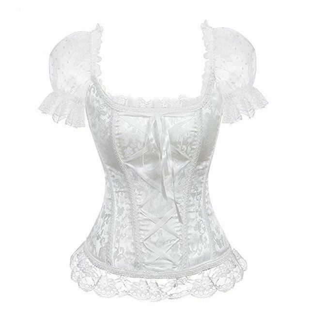 Sexy Pink Lace Short Sleeve Corset Top Style Corselet