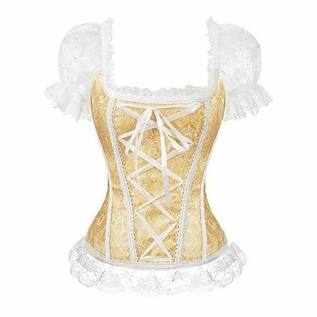 Sexy Pink Lace Short Sleeve Corset Top Style Corselet