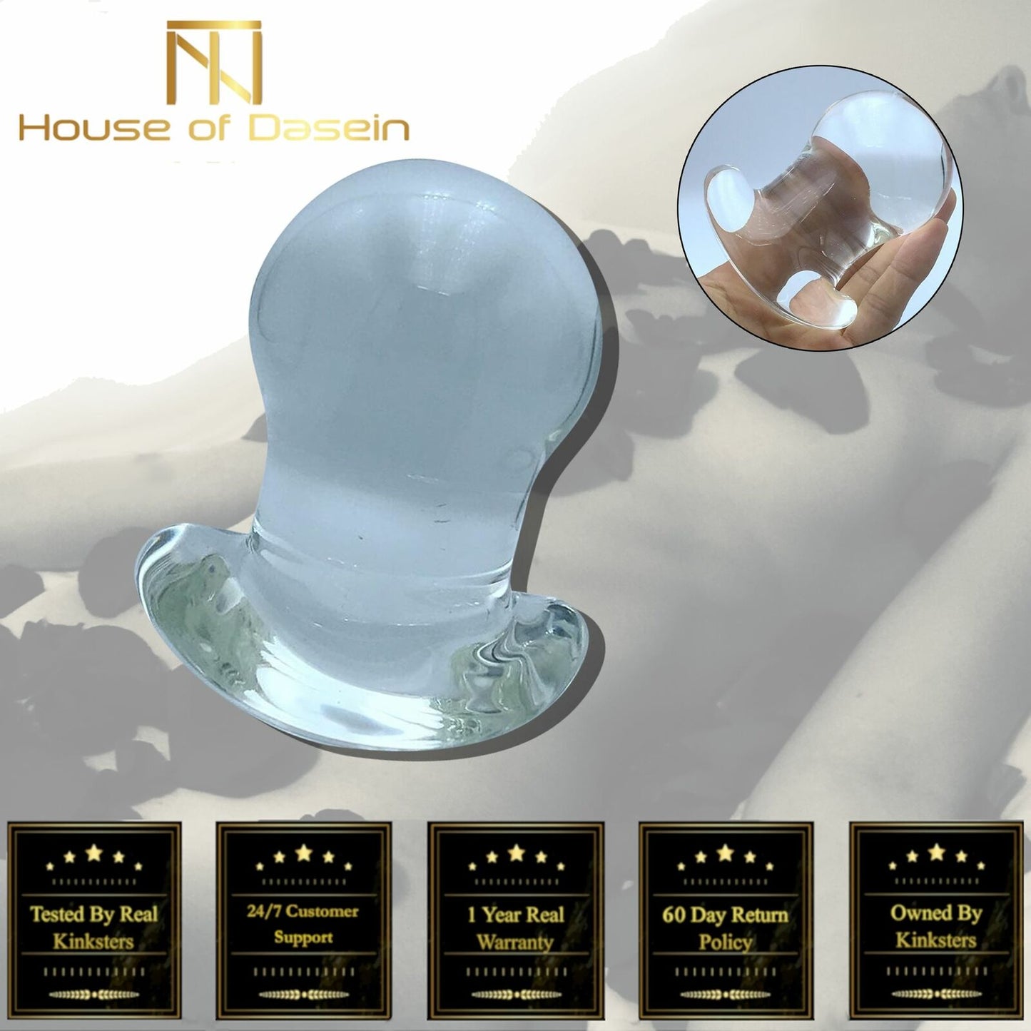 60Mm Large Crystal Anal Ball Dilator Butt Plug Glass Dildo