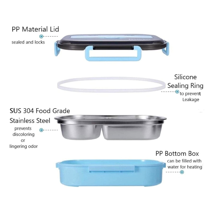 304 Stainless Steel Lunch Box Portable Thermal Insulation Four Grid Leak Proof Adult Office Student School Food Containe