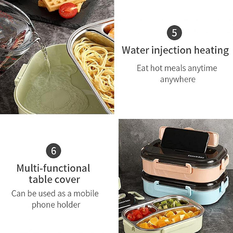 304 Stainless Steel Lunch Box Portable Thermal Insulation Four Grid Leak Proof Adult Office Student School Food Containe
