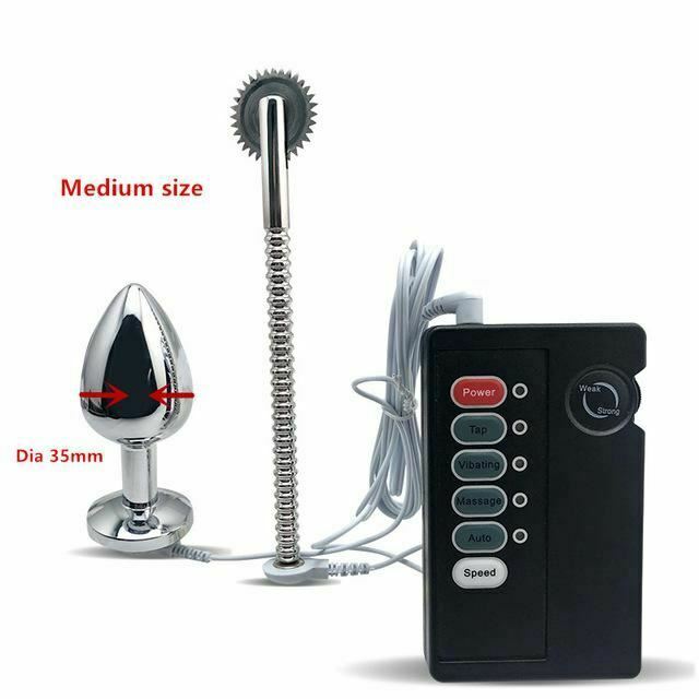 Stainless Steel Anal Plug Wartenberg Wheel Electro Stimulation Bdsm