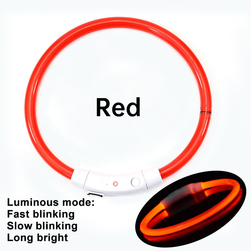 3 Mode Led Dog Collar Usb Rechargeable Detachable & Glowing Pet Safety Necklace For Night