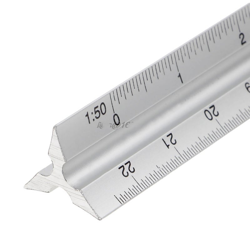 30Cm Aluminium Metal Triangle Scale Architect Engineer Technical Ruler 12Inch