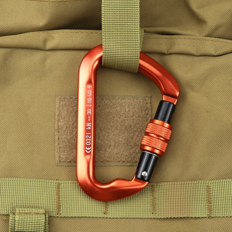 30Kn D Shaped Carabiner Heavy Duty Aluminum Alloy Clips For Camping Hiking