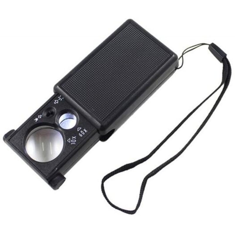 30X 60X Double Lens Jewelry Magnifying Glass Black