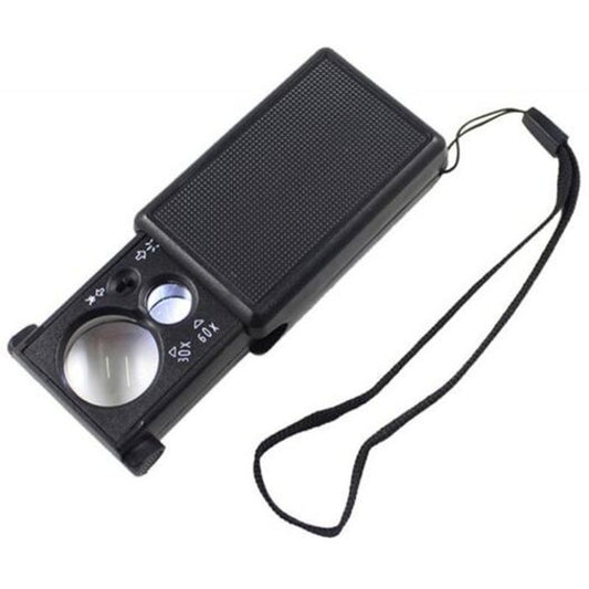 30X 60X Double Lens Jewelry Magnifying Glass Black