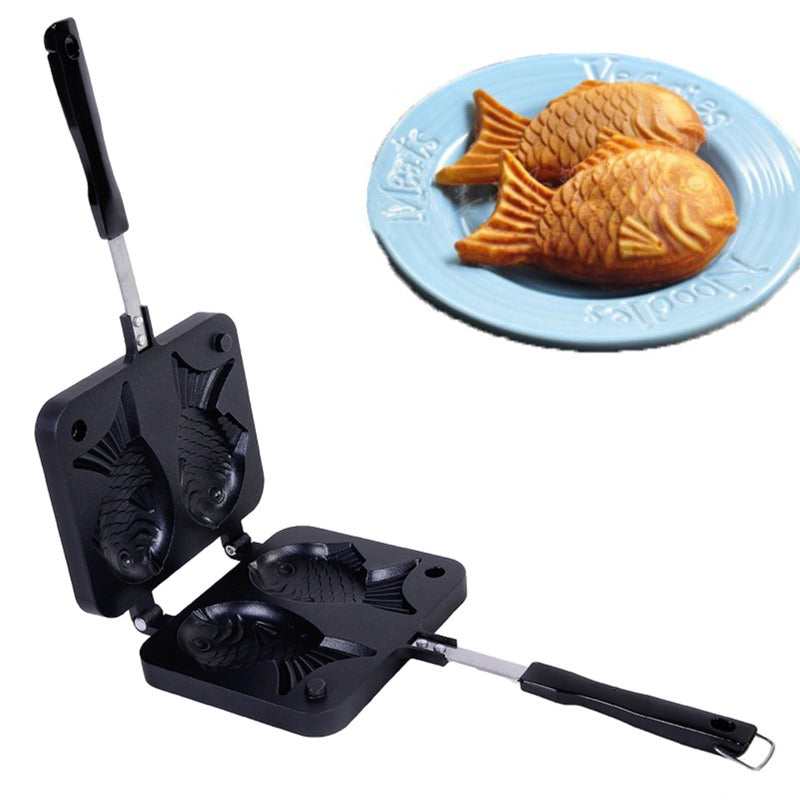 Non Stick Taiyaki Fish Shaped Waffle Frying Pan Maker Food Cooking Baking Mold