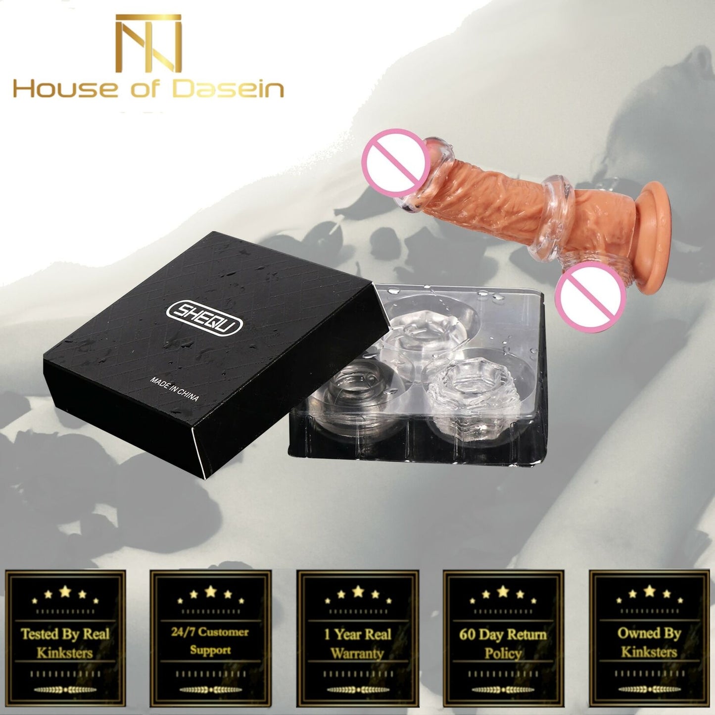 3Pcs Set Clear Penis Rings With Box Silicone Stretchy Cock