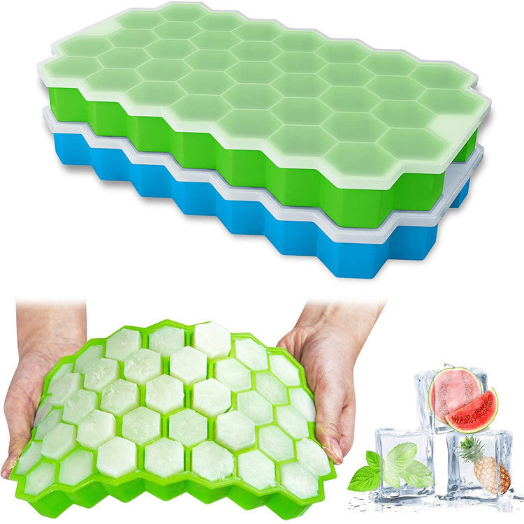 Reusable Honeycomb Shape Silicone Ice Cube Tray Moulds With Lids
