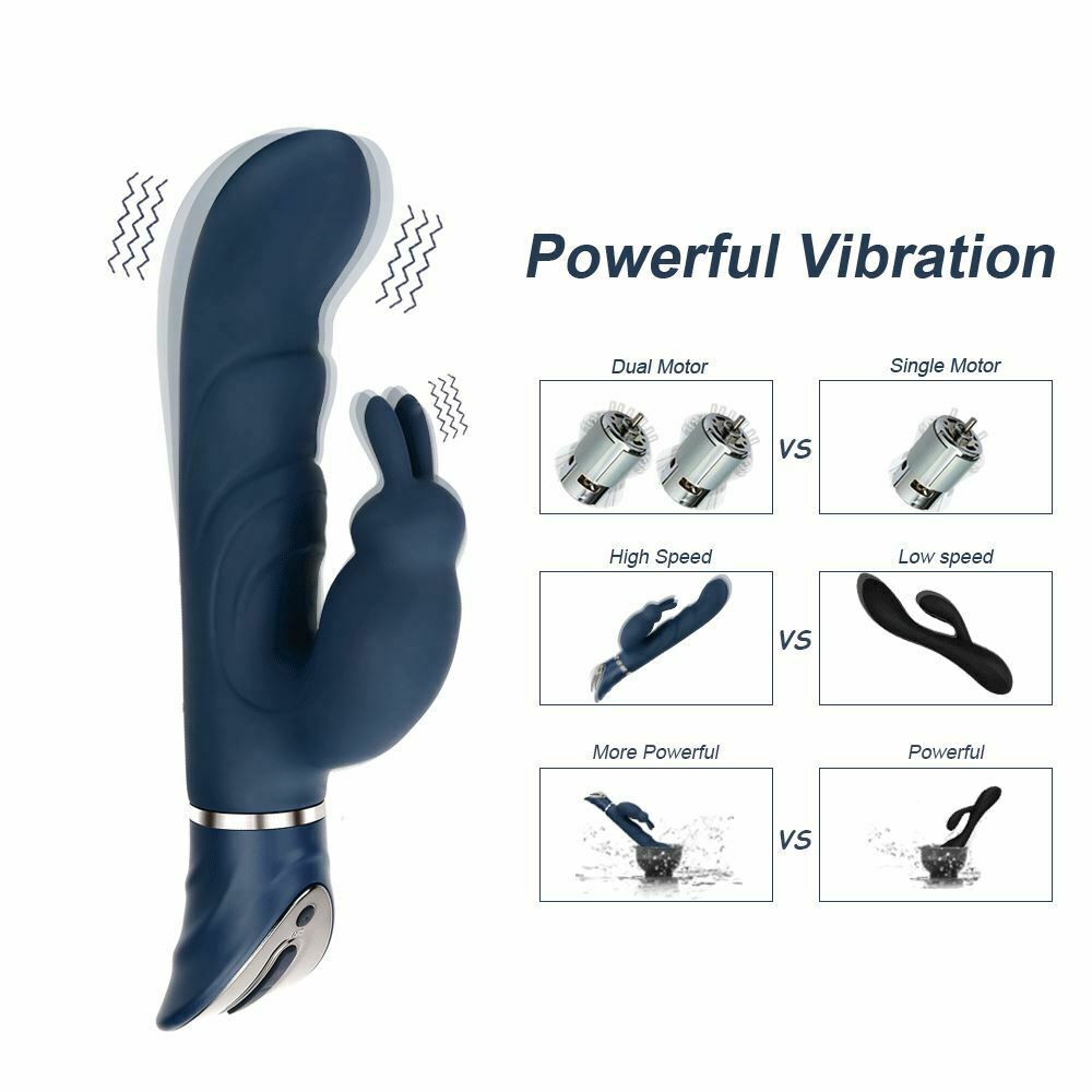 Powerful Blue Rabbit Vibrator Clitoris G Spot Stimulation Waterproof Rechargeable