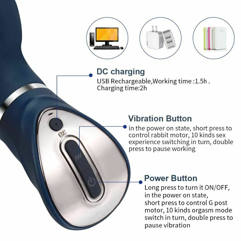 Powerful Blue Rabbit Vibrator Clitoris G Spot Stimulation Waterproof Rechargeable