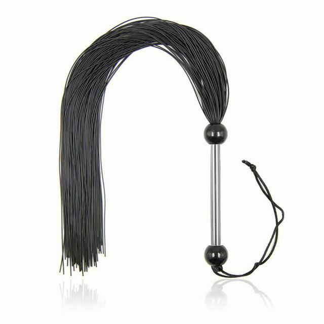 Black / Blue Silicone Tails Flogger Riding Crop Sex Couples Impact Toy Bdsm