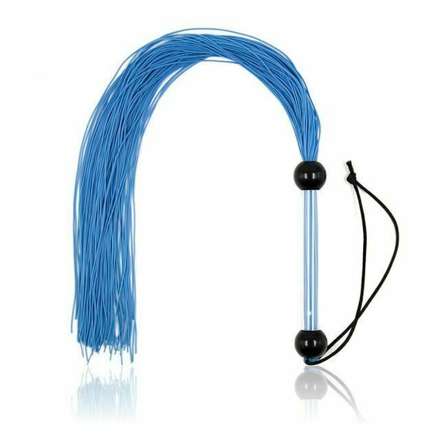 Black / Blue Silicone Tails Flogger Riding Crop Sex Couples Impact Toy Bdsm