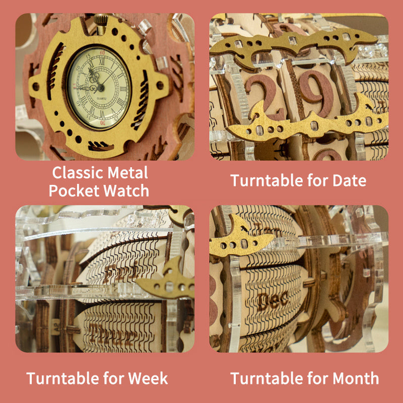 Rokr Time Engine Calendar 3D Wooden Puzzle Model Toys For Children Kids Lc801