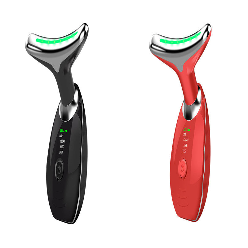 Neck Face Beauty Device Colorful Led Photon Therapy Skin Tighten Reduce Double Chin Anti Wrinkle Remove Lifting Massager