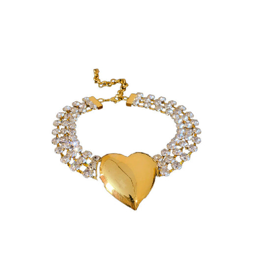 Veile Studios Fashionable Multi-Layer Heart Crystal Inlaid Necklace Luxury Choker Jewelry